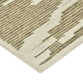 8' X 10' Beige And Brown Wool Abstract Hand Hooked Area Rug