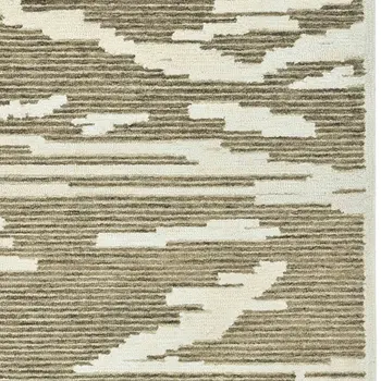 8' X 10' Beige And Brown Wool Abstract Hand Hooked Area Rug