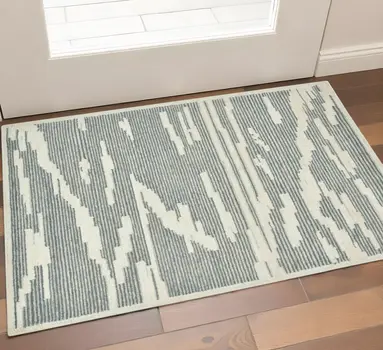 2' X 3' Gray And Ivory Wool Abstract Hand Hooked Area Rug