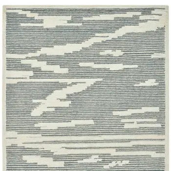 2' X 3' Gray And Ivory Wool Abstract Hand Hooked Area Rug