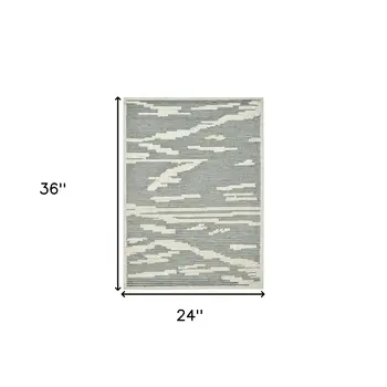 2' X 3' Gray And Ivory Wool Abstract Hand Hooked Area Rug