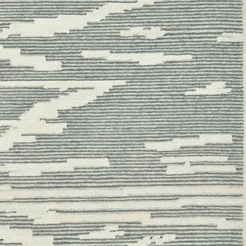 5' X 8' Gray And Ivory Wool Abstract Hand Hooked Area Rug