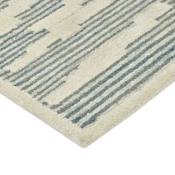 5' X 8' Gray And Ivory Wool Abstract Hand Hooked Area Rug
