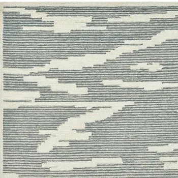 8' X 10' Gray And Ivory Wool Abstract Hand Hooked Area Rug
