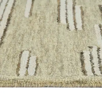2' X 3' Gray And Ivory Wool Striped Hand Hooked Area Rug