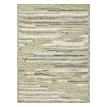 8' X 10' Gray And Ivory Wool Striped Hand Hooked Area Rug