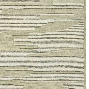 8' X 10' Gray And Ivory Wool Striped Hand Hooked Area Rug