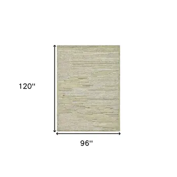 8' X 10' Gray And Ivory Wool Striped Hand Hooked Area Rug
