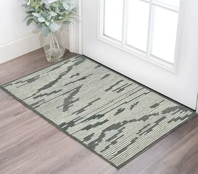 2' X 3' Dark Gray And Ivory Wool Abstract Hand Hooked Area Rug