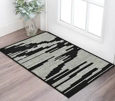2' X 3' Black And Ivory Wool Abstract Hand Hooked Area Rug