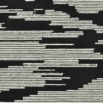 2' X 3' Black And Ivory Wool Abstract Hand Hooked Area Rug
