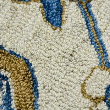 8' X 10' Blue Beige And Brown Wool Oriental Hand Hooked Area Rug