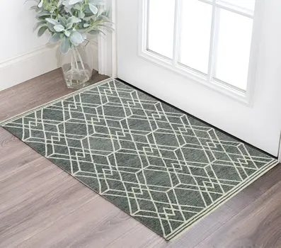 2' X 3' Gray And Ivory Wool Geometric Hand Hooked Area Rug