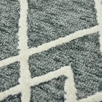 2' X 3' Gray And Ivory Wool Geometric Hand Hooked Area Rug