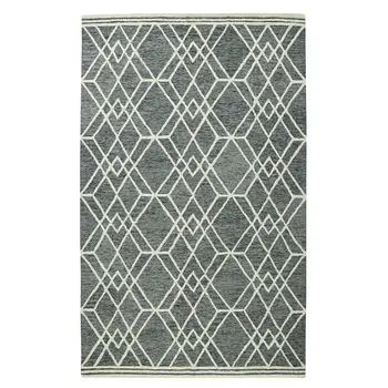 2' X 3' Gray And Ivory Wool Geometric Hand Hooked Area Rug