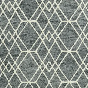 5' X 8' Gray And Ivory Wool Geometric Hand Hooked Area Rug