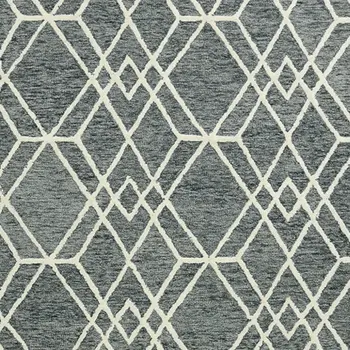 8' X 10' Gray And Ivory Wool Geometric Hand Hooked Area Rug