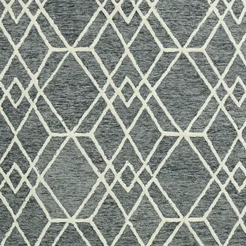 9' X 13' Gray And Ivory Wool Geometric Hand Hooked Area Rug