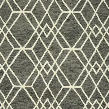 2' X 3' Dark Gray And Ivory Wool Geometric Hand Hooked Area Rug