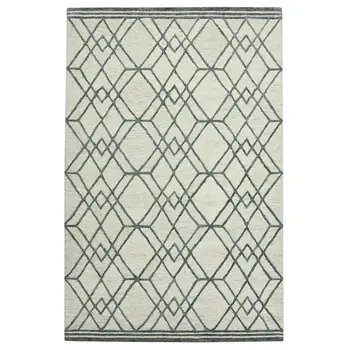 5' X 8' Ivory And Gray Wool Geometric Hand Hooked Area Rug