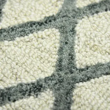 5' X 8' Ivory And Gray Wool Geometric Hand Hooked Area Rug