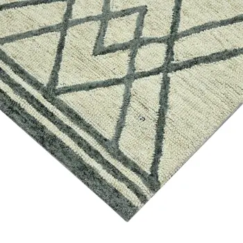 8' X 10' Ivory And Gray Wool Geometric Hand Hooked Area Rug