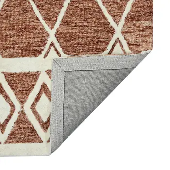 2' X 3' Rust And Ivory Wool Argyle Hand Hooked Area Rug