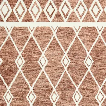 2' X 3' Rust And Ivory Wool Argyle Hand Hooked Area Rug