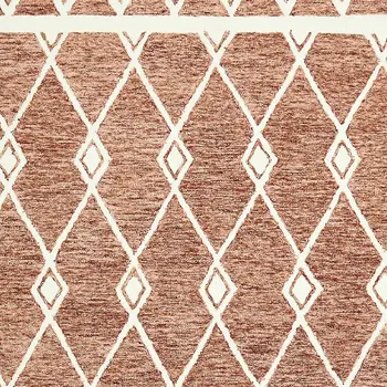8' X 10' Rust And Ivory Wool Argyle Hand Hooked Area Rug