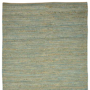 3' X 5' Aqua Beige And Brown Jute Striped Flatweave Handmade Area Rug