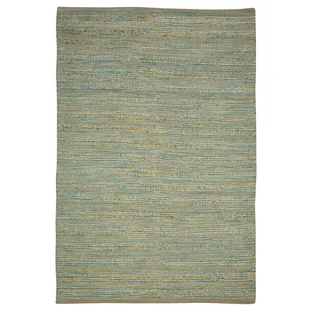 3' X 5' Aqua Beige And Brown Jute Striped Flatweave Handmade Area Rug