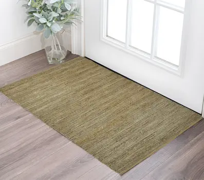 3' X 5' Brown And Beige Jute Striped Flatweave Handmade Area Rug
