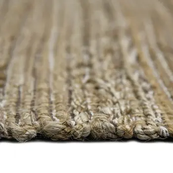 3' X 5' Brown And Beige Jute Striped Flatweave Handmade Area Rug