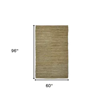 5' X 8' Brown And Beige Jute Striped Flatweave Handmade Area Rug