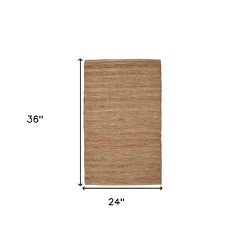 2' X 3' Brown And Brick Red Jute Striped Flatweave Handmade Area Rug
