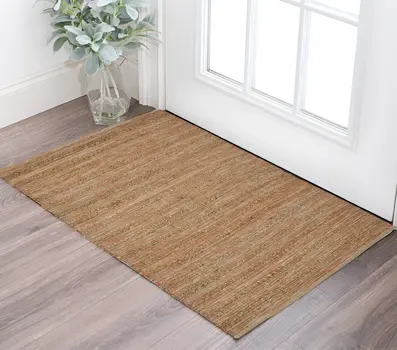 2' X 3' Brown And Brick Red Jute Striped Flatweave Handmade Area Rug