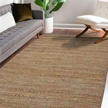 3' X 5' Brown And Brick Red Jute Striped Flatweave Handmade Area Rug