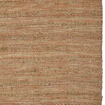 3' X 5' Brown And Brick Red Jute Striped Flatweave Handmade Area Rug