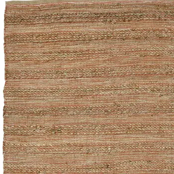 5' X 8' Brown And Brick Red Jute Striped Flatweave Handmade Area Rug