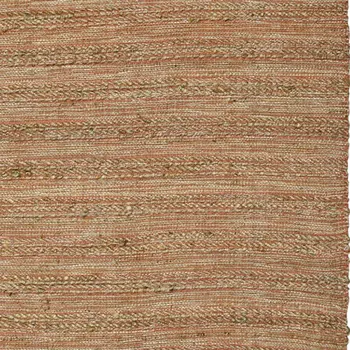8' X 10' Brown And Brick Red Jute Striped Flatweave Handmade Area Rug
