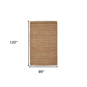 8' X 10' Brown And Brick Red Jute Striped Flatweave Handmade Area Rug