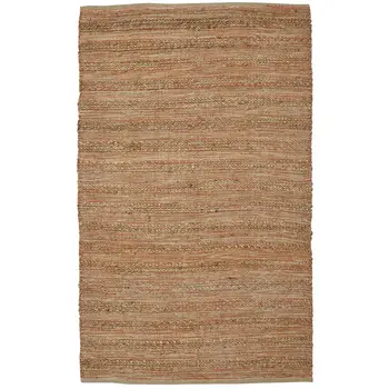 8' X 10' Brown And Brick Red Jute Striped Flatweave Handmade Area Rug