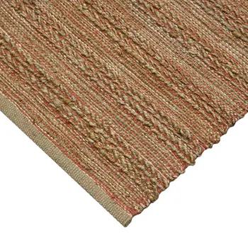 8' X 10' Brown And Brick Red Jute Striped Flatweave Handmade Area Rug