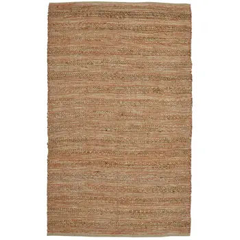 8' X 10' Brown And Brick Red Jute Striped Flatweave Handmade Area Rug
