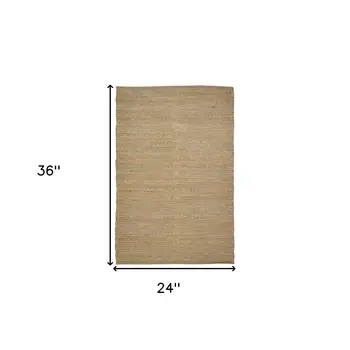 2' X 3' Pink And Brown Jute Striped Flatweave Handmade Area Rug