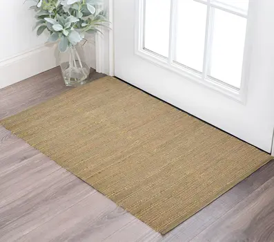 2' X 3' Pink And Brown Jute Striped Flatweave Handmade Area Rug