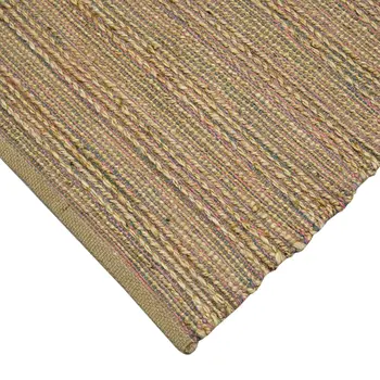 2' X 3' Pink And Brown Jute Striped Flatweave Handmade Area Rug