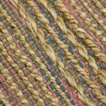 2' X 3' Pink And Brown Jute Striped Flatweave Handmade Area Rug