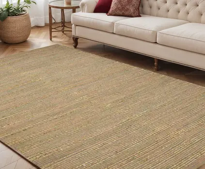 5' X 8' Pink And Brown Jute Striped Flatweave Handmade Area Rug