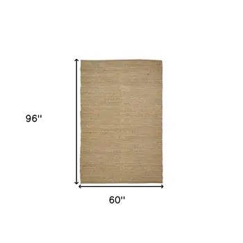 5' X 8' Pink And Brown Jute Striped Flatweave Handmade Area Rug